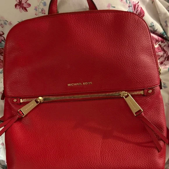 Michael Kors | Bags | Michael Kors Rhea Red Pebbled Leather  display picture 2